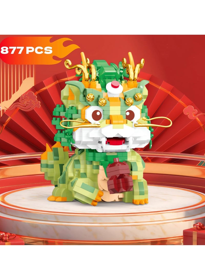 SYOSI Auspicious Dragon 2024 Building Set for Adults，Small Cute Animals Lion Dance Auspicious Lunar New Year Home Decor,STEM Educational Toys Theme for Kid Boy Girl Adult 877 Pcs - Image 5