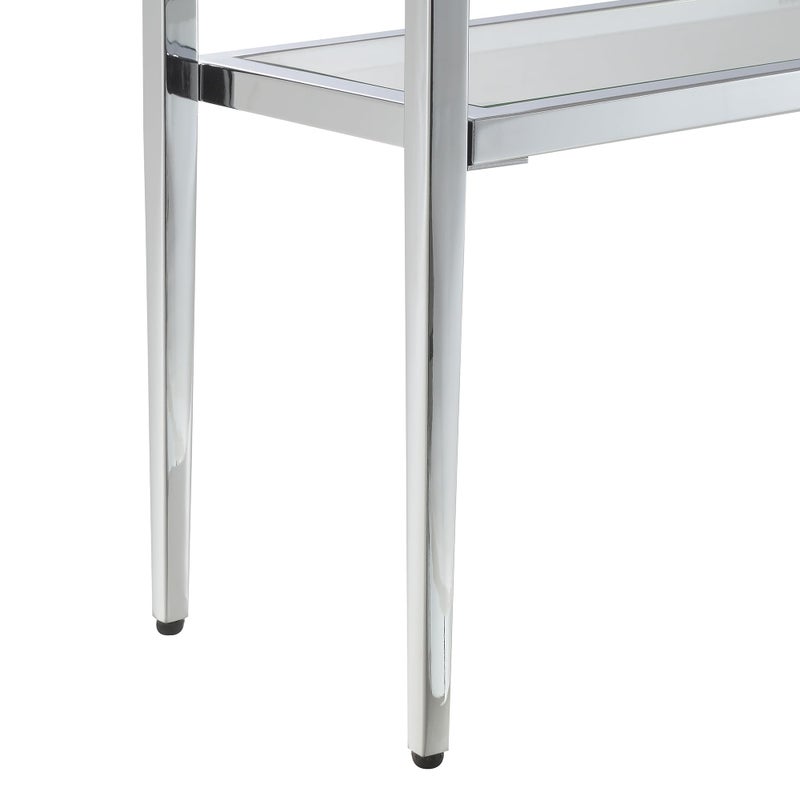 Convenience Concepts Nadia Chrome Entryway Table 31.5" - Contemporary Modern Sofa Console Table with Storage Shelf, Narrow Minimalist Hall Table for Living Room, Bedroom, Bathroom, Glass/Chrome - Image 5