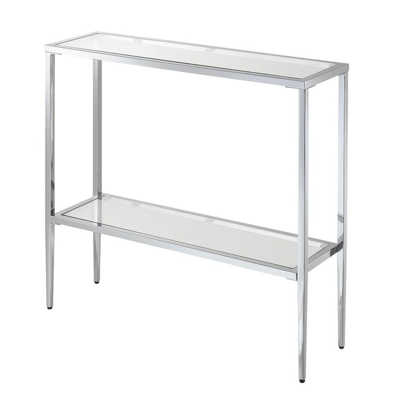Convenience Concepts Nadia Chrome Entryway Table 31.5" - Contemporary Modern Sofa Console Table with Storage Shelf, Narrow Minimalist Hall Table for Living Room, Bedroom, Bathroom, Glass/Chrome - Image 3