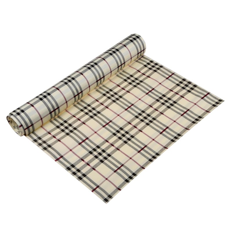 Kuber Industries Shelf Liner PVC Kitchen Liners for Cabinets and Drawers Drawer Liner Mat CheckDesign Shelf Liner Cabinet Mat 3 MTR Cream - Image 1