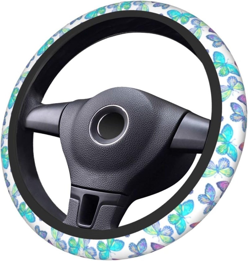 Car Steering Wheel Cover for Women Men, Non-Slip Breathable Steering Wheel, Colorful Butterfly Steering Wheel Protector, Car Accessories - Image 3