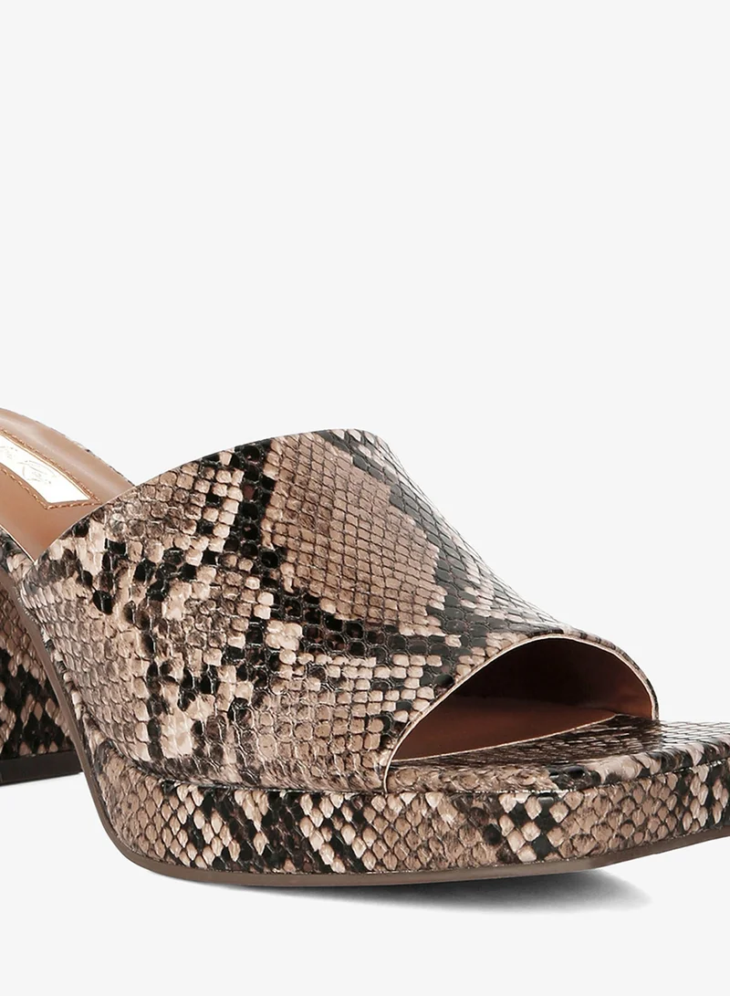 London Rag  Snake Printed Block Heel Slip On Sandals for Women | Best Price UAE