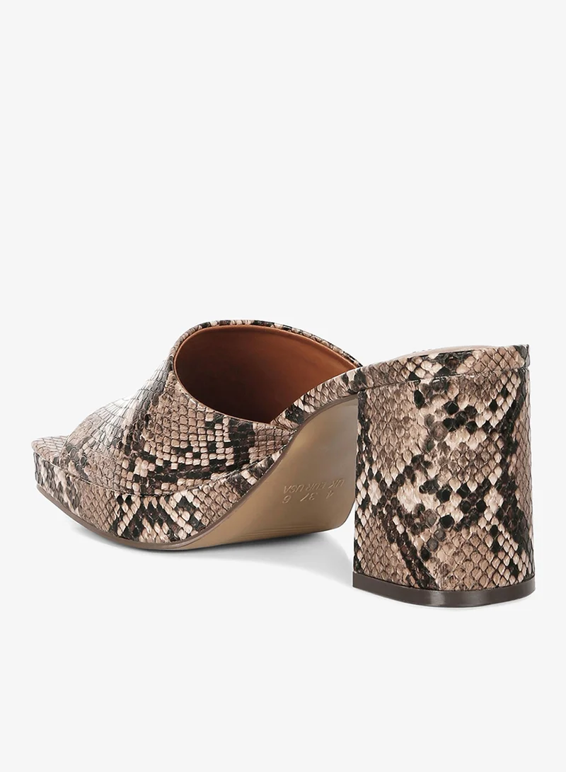 London Rag  Snake Printed Block Heel Slip On Sandals for Women | Best Price UAE