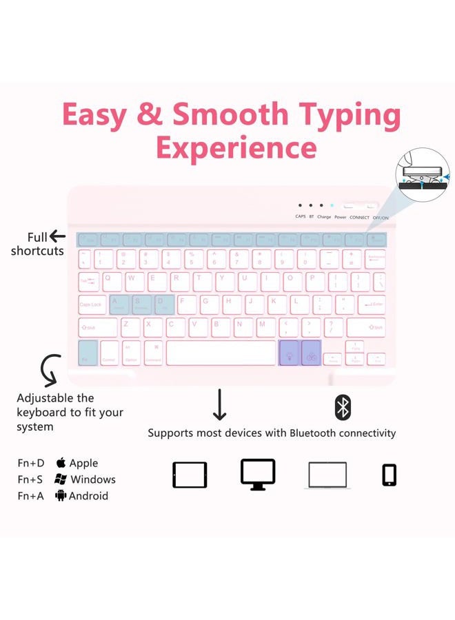 MMK for iPad Pro 11 inch Case with Keyboard 2024, for iPad 11 Pro Case with Keyboard Case (A3006 A2837 A2836) with Backlit BT Keyboard, for iPad Pro Keyboard Case 11 inch with Pencil Holder - Pink - Image 5