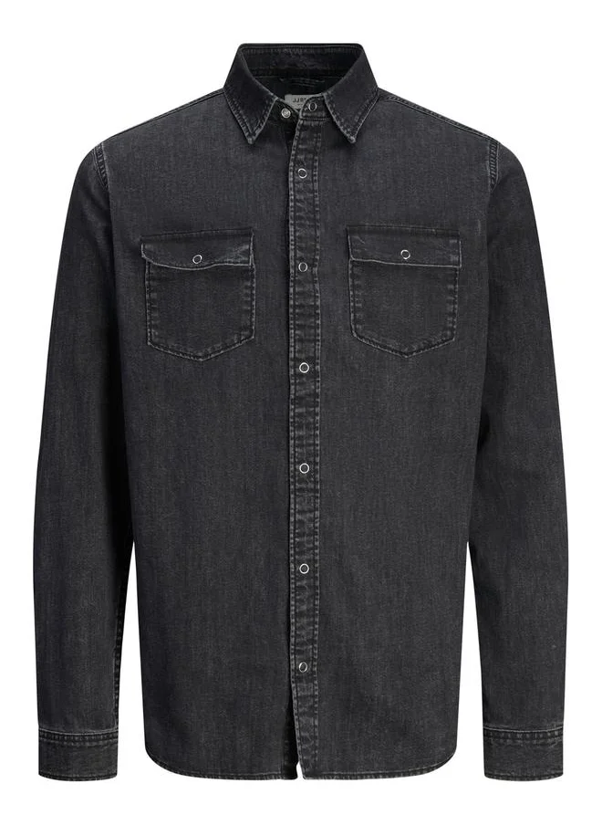 ج ج ريبل Faded Denim Shirt with Flap Pockets
