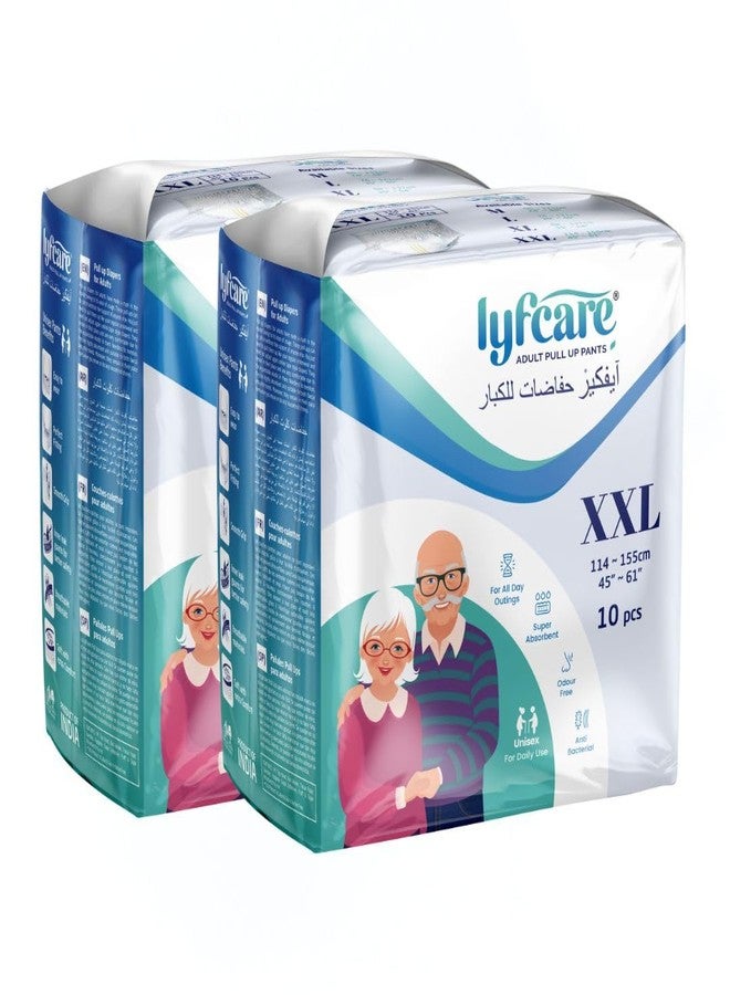 Lyfcare Adult Diapers XXL Size - 20 Units (Pack of 2) | Unisex Diapers Pants Style | Waist (114-155 cm) | Wetness Indicator, Super Absorb, 360° Protection & 0% Leakage | For Men & Women - Image 1