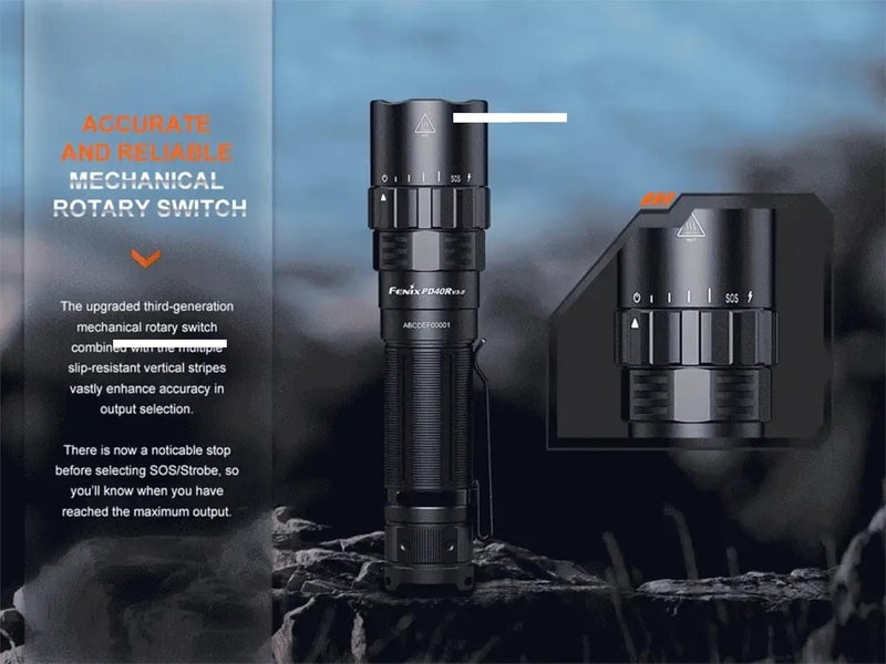 fenix Fenix PD40R V30 3000 Lumens Tactical Flashlight Rechargeable SingleHanded Operation Long Throw Police Duty Light with a USB Wall Plug  - Image 3