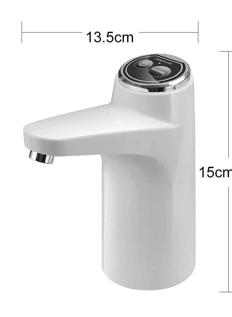Dispenser for 5 Gallon Bottle, 600ml Quantitative Water Pump, 2 Colors Power Light, Portable USB Charging Bottle Pump-White  - Image 2