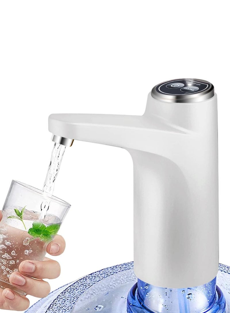 Dispenser for 5 Gallon Bottle, 600ml Quantitative Water Pump, 2 Colors Power Light, Portable USB Charging Bottle Pump-White  - Image 1