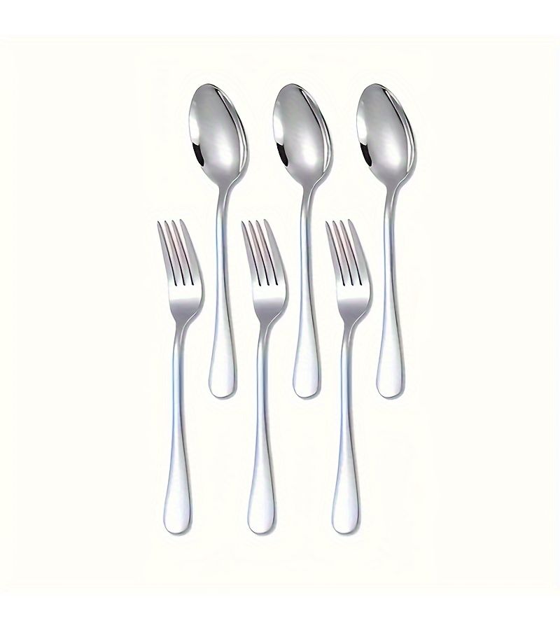 A 6 Piece Stainless Steel Cutlery Set Including Forks And Spoons For Dessert Salads Family Gatherings Hotels Restaurants Christmas Halloween Easter Thanksgiving And Valentines Day - Image 2