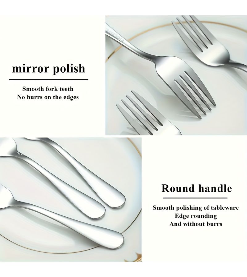 A 6 Piece Stainless Steel Cutlery Set Including Forks And Spoons For Dessert Salads Family Gatherings Hotels Restaurants Christmas Halloween Easter Thanksgiving And Valentines Day - Image 5