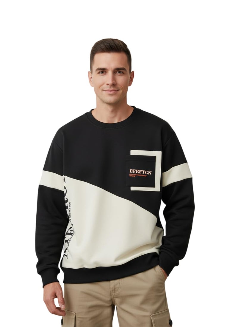 Celary Trendy Color Block Sweatshirt for Men with Statement Graphics - Image 1