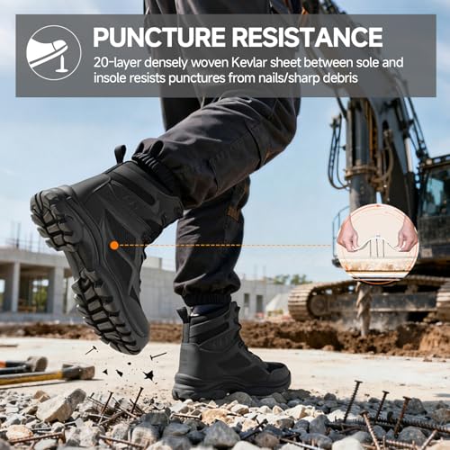 KGJIANDA Steel Toe Boots for Men Work Boots Men Construction Boot for Jobsite Breathable Anti Smash Footwear for Warehouse Anti Puncture Safety Indestructible Heavy Duty Boot for Industrial - Image 3
