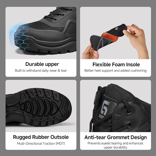 KGJIANDA Steel Toe Boots for Men Work Boots Men Construction Boot for Jobsite Breathable Anti Smash Footwear for Warehouse Anti Puncture Safety Indestructible Heavy Duty Boot for Industrial - Image 5