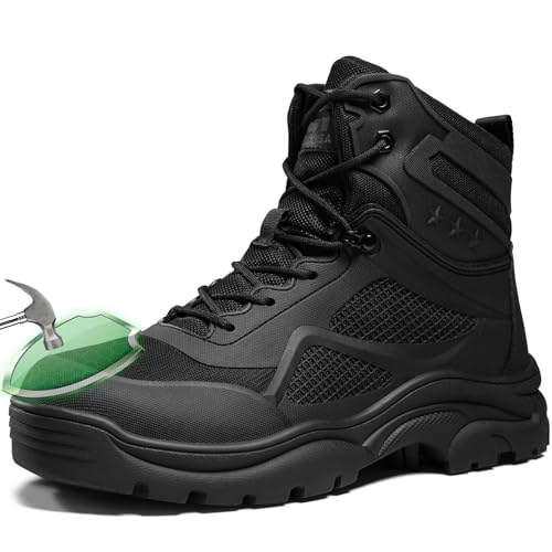 KGJIANDA Steel Toe Boots for Men Work Boots Men Construction Boot for Jobsite Breathable Anti Smash Footwear for Warehouse Anti Puncture Safety Indestructible Heavy Duty Boot for Industrial - Image 1