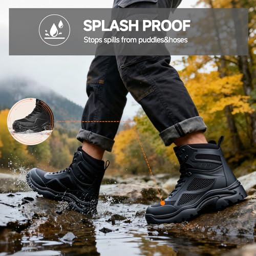 KGJIANDA Steel Toe Boots for Men Work Boots Men Construction Boot for Jobsite Breathable Anti Smash Footwear for Warehouse Anti Puncture Safety Indestructible Heavy Duty Boot for Industrial - Image 4