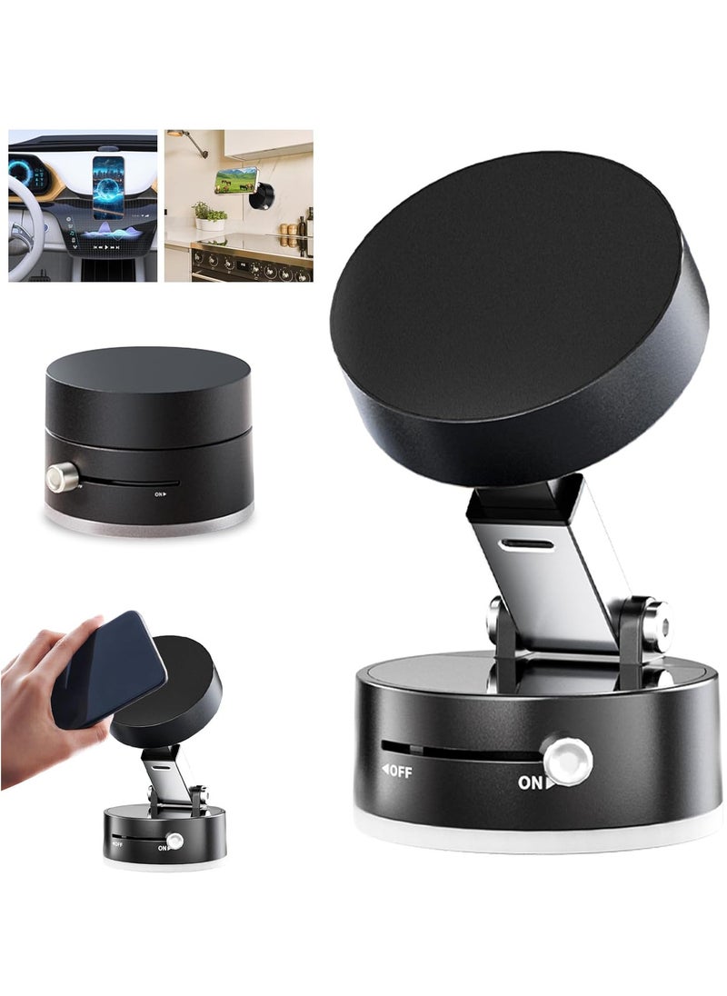 Generic - Vacuum Magnetic Phone Holder Updated Suction Cup Phone Mount Foldable Multi-scenario Application 360° Adjustable Magnetic Phone Holder for Gym/Kitchen/Bathroom/Car/Desktop(Black) - Image 1