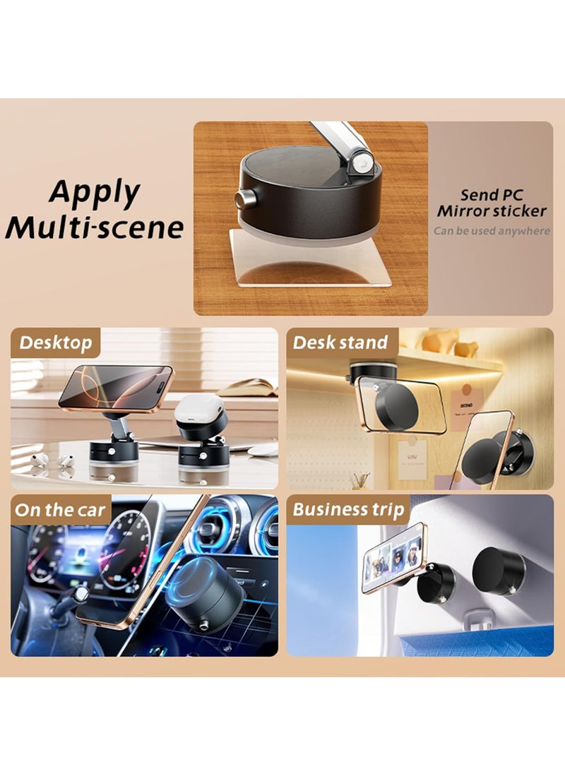 Generic - Vacuum Magnetic Phone Holder Updated Suction Cup Phone Mount Foldable Multi-scenario Application 360° Adjustable Magnetic Phone Holder for Gym/Kitchen/Bathroom/Car/Desktop(Black) - Image 1