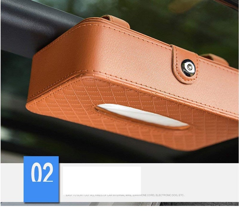 KolorFish PU Leather Car Back Seat Headrest Hanging Tissue Holder (Brown) - Image 5