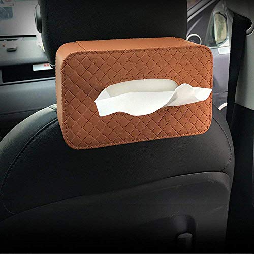 KolorFish PU Leather Car Back Seat Headrest Hanging Tissue Holder (Brown) - Image 3