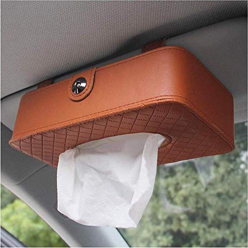 KolorFish PU Leather Car Back Seat Headrest Hanging Tissue Holder (Brown) - Image 1
