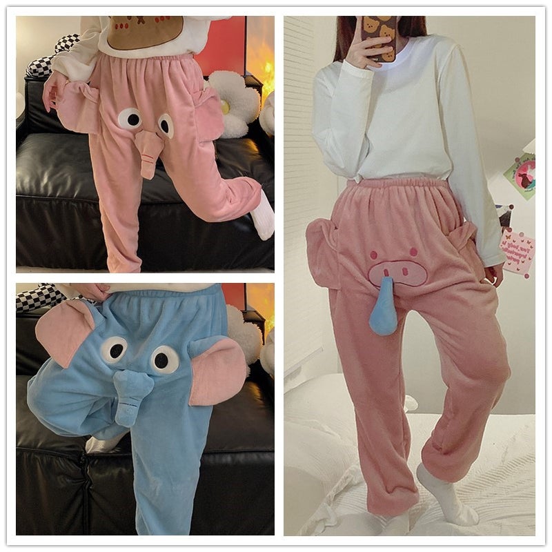 Cute 3D Elephant Casual Pants Unisex Autumn Winter QDM3702# - Image 5