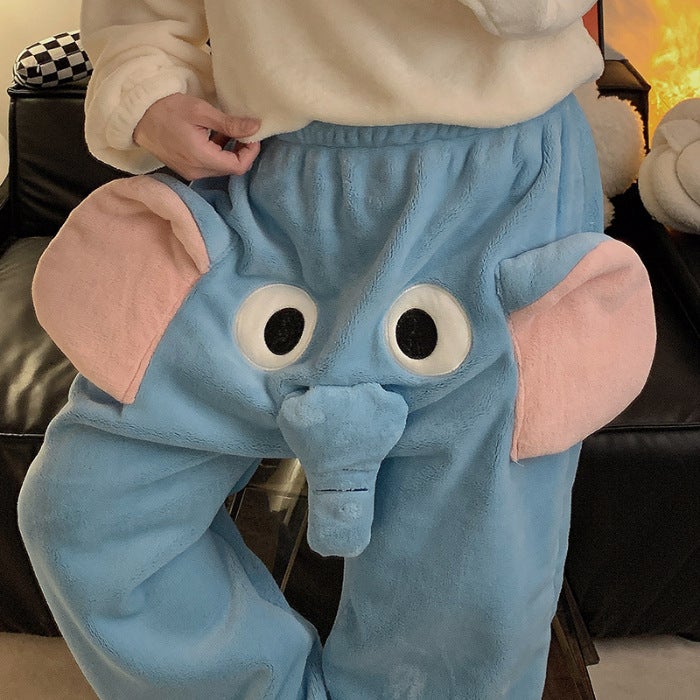Cute 3D Elephant Casual Pants Unisex Autumn Winter QDM3702# - Image 1