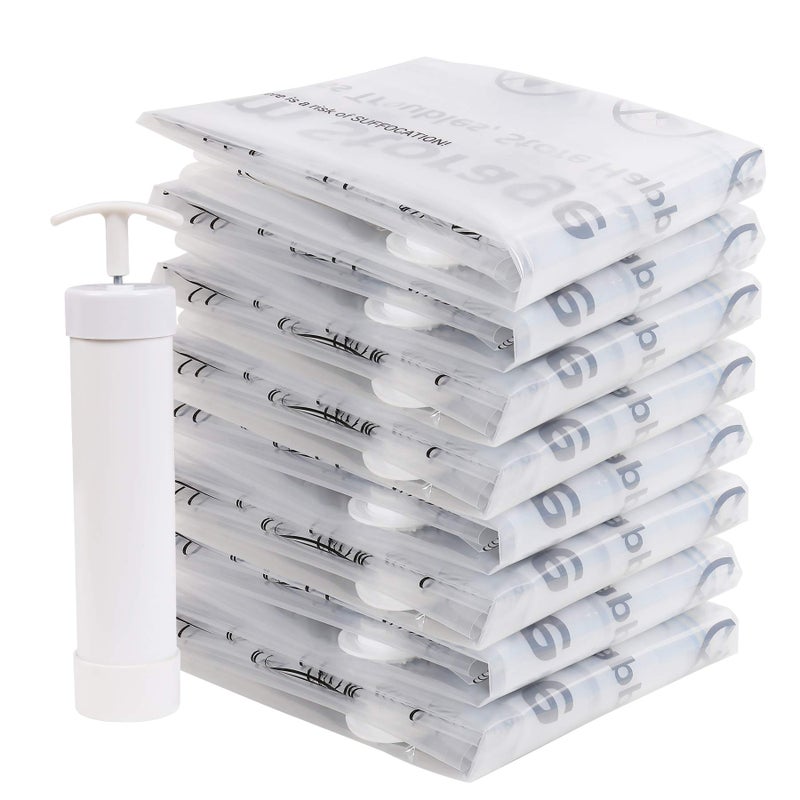 CHADIOR Vacuum Storage Bags Compressed Air by Sitting No Pump Needed DoubleColor Zip for Clothes Pillows Towels Blankets White