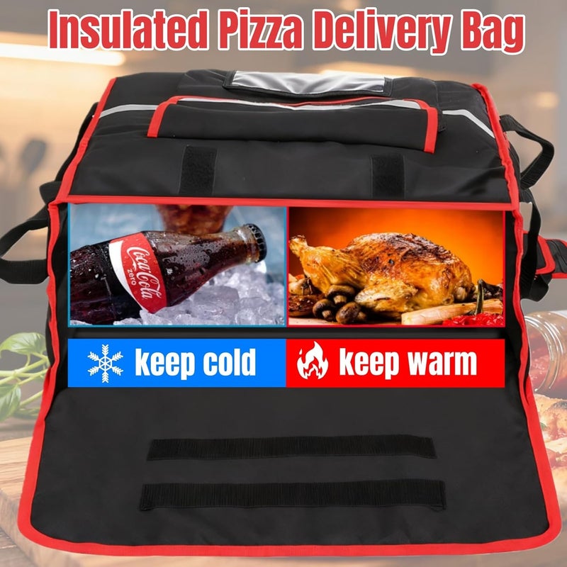 Acshio Insulated Pizza Delivery Bag, 20'' x 20'' x 8'' Professional Thermal Pizza Warmer Bags, Large Heavy Duty Pizza Carrier, Hot Cold Food Delivery Bag for Catering, Food Dash, Black - Image 4
