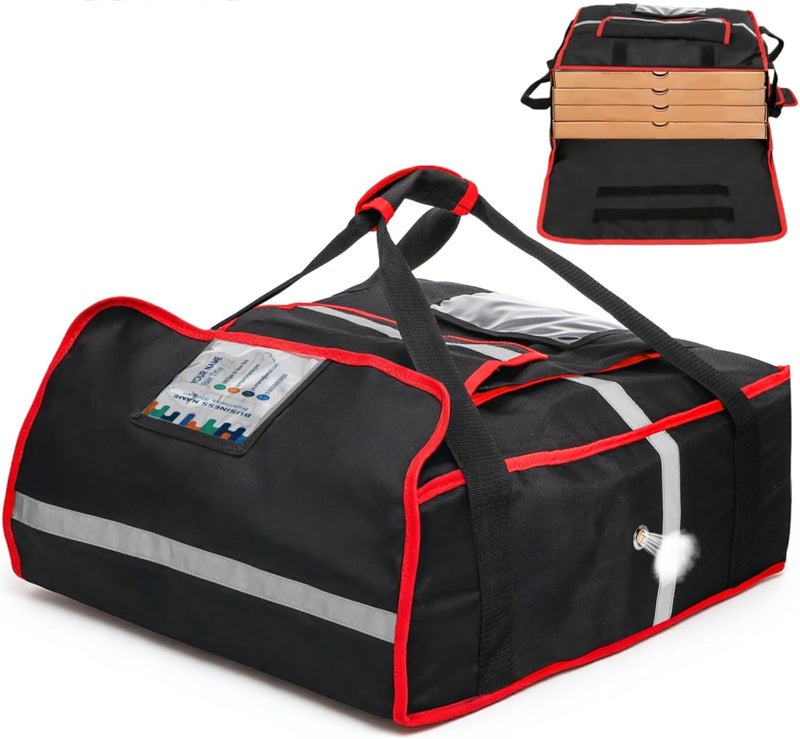 Acshio Insulated Pizza Delivery Bag, 20'' x 20'' x 8'' Professional Thermal Pizza Warmer Bags, Large Heavy Duty Pizza Carrier, Hot Cold Food Delivery Bag for Catering, Food Dash, Black - Image 1