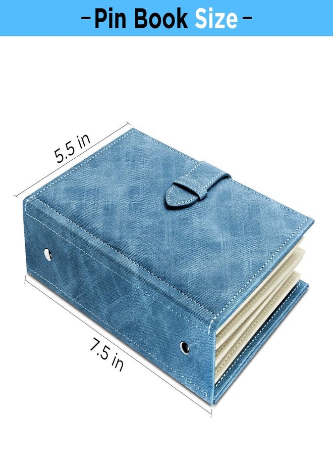 ألبوم دبابيس مينا محمول، كتاب تبادل دبابيس كوليكت هول، لعرض وتبادل دبابيسك، سعة 42 دبوسًا، حامل دبابيس من جلد البولي يوريثان، ظهر دبوس مطاطي، أزرق - Image 3