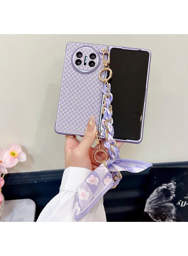 Zaboon Case For Huawei Mate X3 / X5 Sparkling Diamond Rhombus PC Phone Case with Silk Scarf Bracelet - Image 2