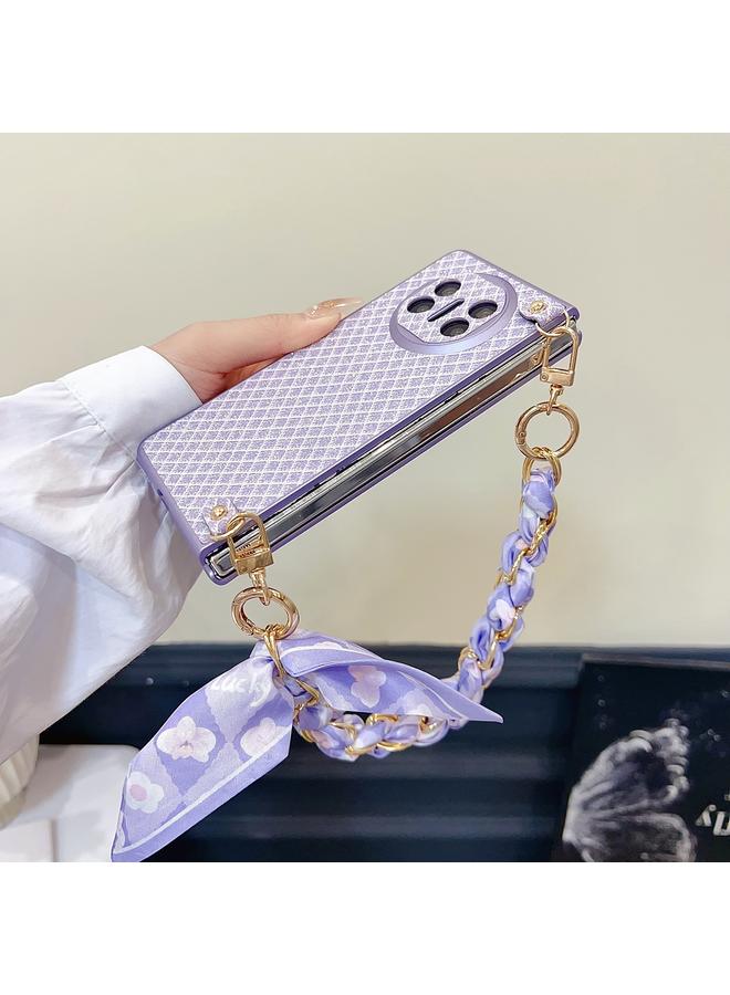 Zaboon Case For Huawei Mate X3 / X5 Sparkling Diamond Rhombus PC Phone Case with Silk Scarf Bracelet - Image 5