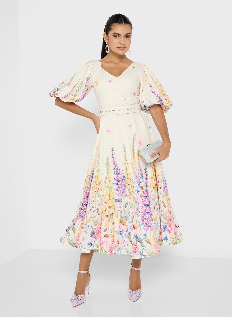 ايلا فستان ميدي بطبعة زهور - Image 1