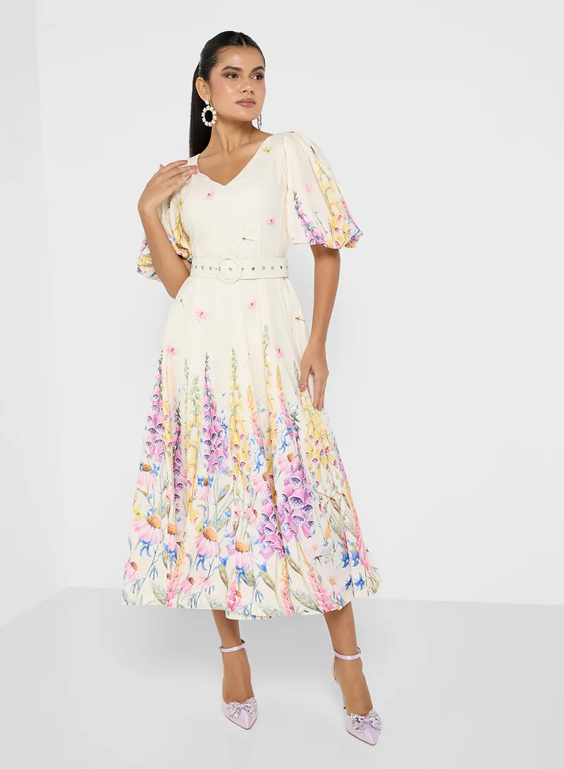 ايلا Floral Print Midi Dress