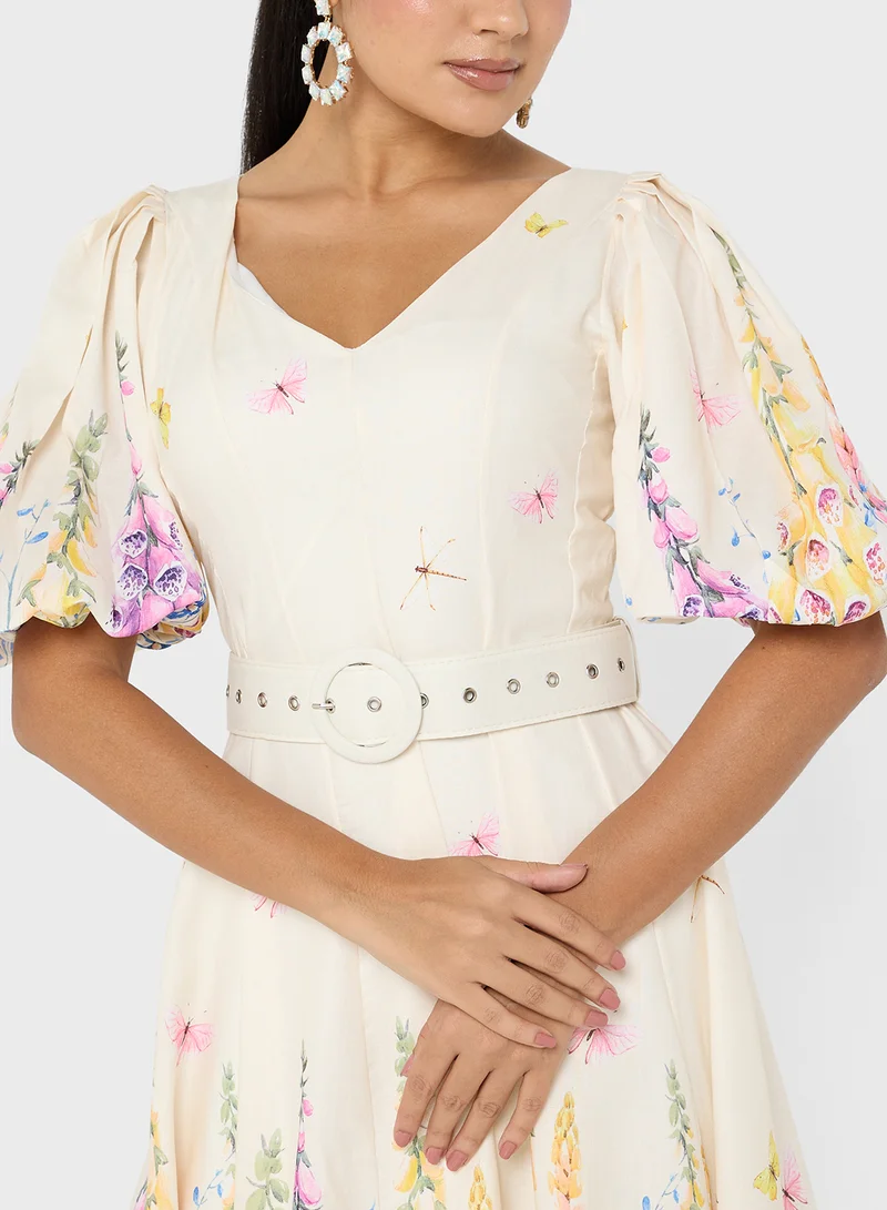 ايلا Floral Print Midi Dress