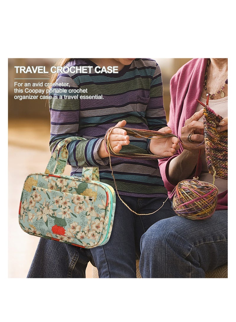 SOLARAE Large Crochet Hook Case with Handle, Portable Knitting Needle Organizer, Travel Storage Bag for All Ergonomic Crochet Hooks and Knitting Supplies, Perfect for Crochet and Knitting Enthusiasts. - Image 2