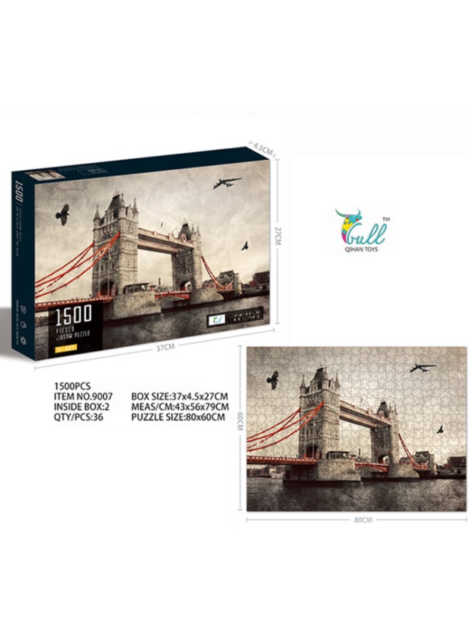 عرض ساخن 1500 قطعة من لعبة ألغاز لندن بريدج الشهيرة عالميًا، ألغاز طائرة لتخفيف الضغط-اللون: 9007 - Image 1