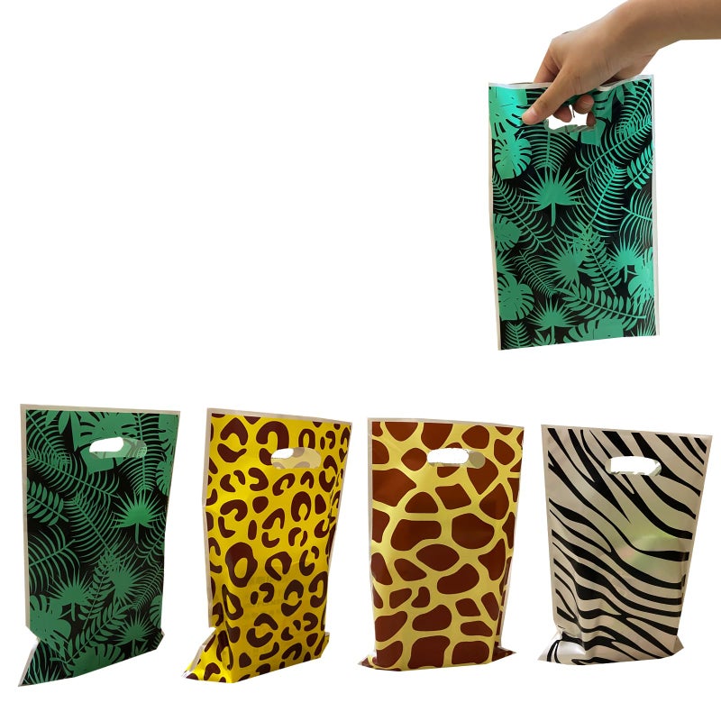 DYT 40Pcs Animal Print Party Bags Zoo Print Goody Candy Treat Bags Jungle Safari theme Plastic Gifts Bags Party Favor Supplies for Birthday Decoration - Image 3