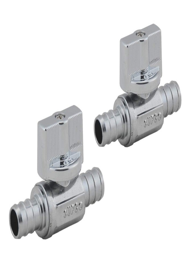 Grneric PEX Straight Stop Valve, 1/2-in x 1/2-in PEX 1/4 Quarter Turn LF Brass Chrome Plated Shut off Valve for Faucet or Toilet Installation (2-Pack) - Image 1