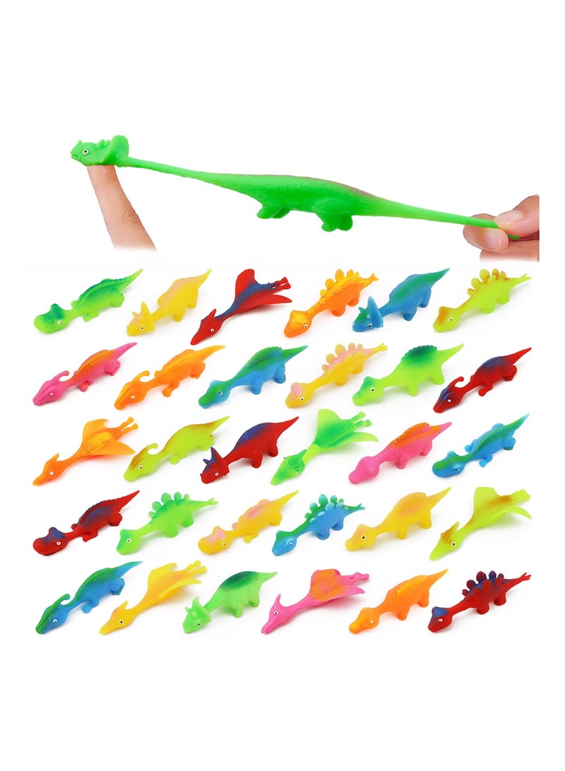 30 Pcs Slingshot Dinosaur Finger Toys, Catapult Toys Cute Shapes MultiColors Stretchy for Flying Games Birthdays and Party Favors - Image 1