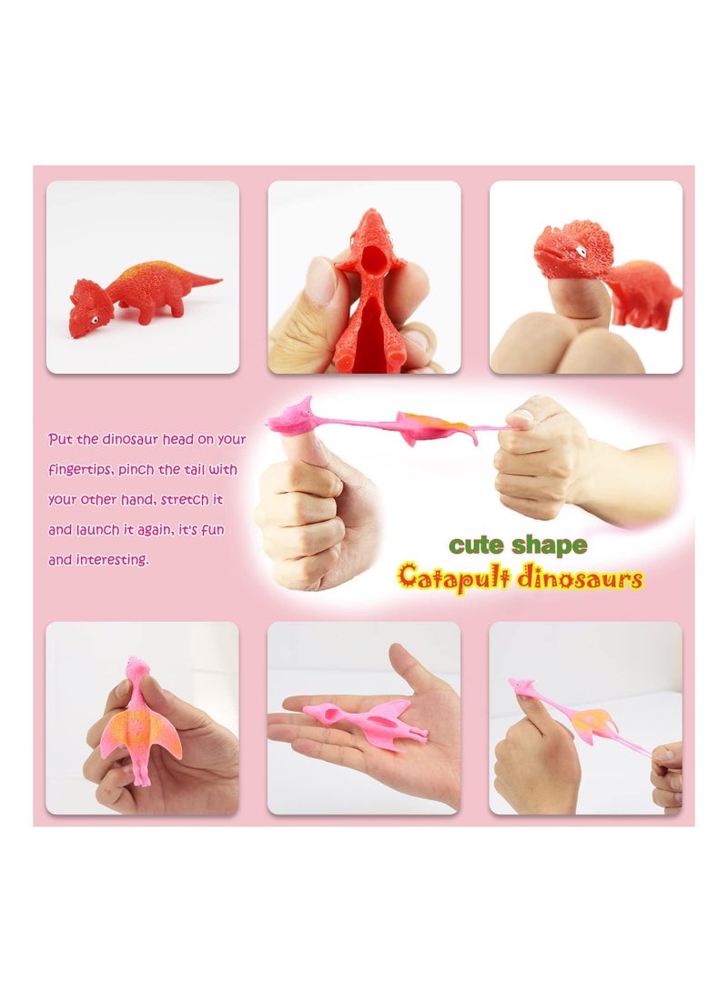 30 Pcs Slingshot Dinosaur Finger Toys, Catapult Toys Cute Shapes MultiColors Stretchy for Flying Games Birthdays and Party Favors - Image 3