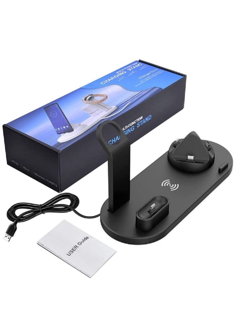 Generic - Wireless Charger,6 in 1 Wireless Fast Charging, Stand for Apple Watch Series 6/SE/5/4/3/2/1, Qi Wireless Charging Dock for iPhone 12/11/Pro/Max/XS/Max/XR/XS/X, For Air-pods Pro/3/2/1 Black - Image 1