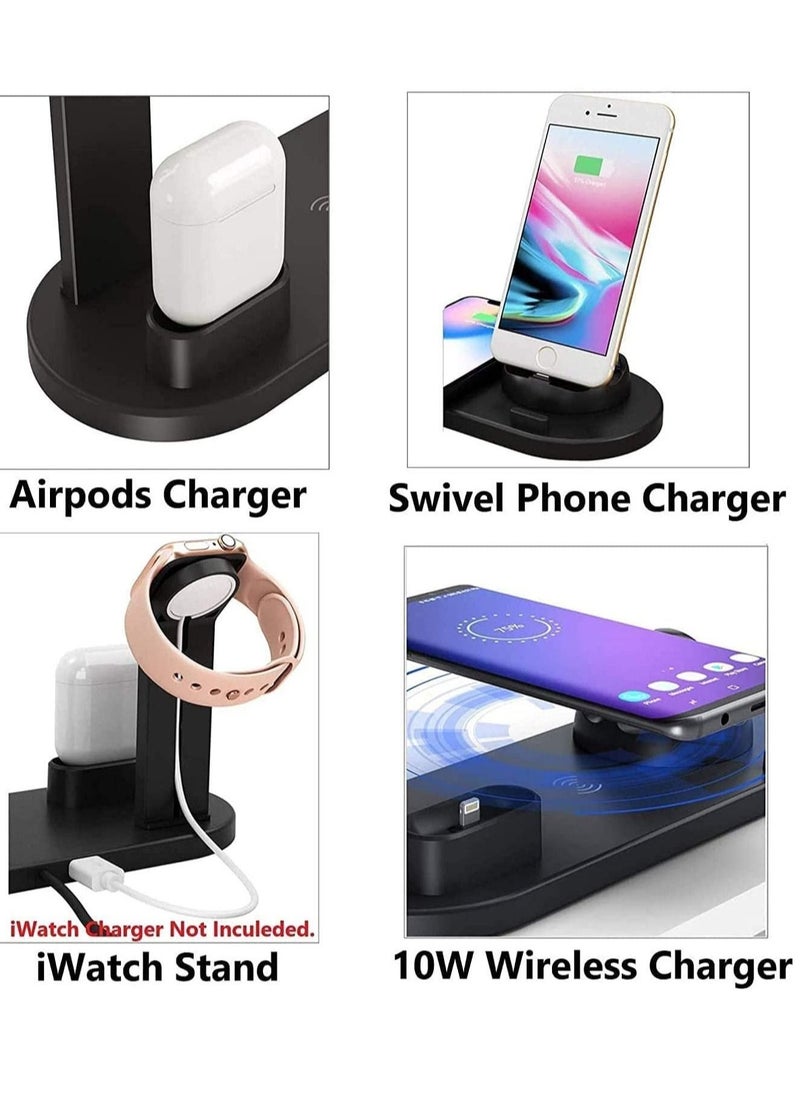 Generic - Wireless Charger,6 in 1 Wireless Fast Charging, Stand for Apple Watch Series 6/SE/5/4/3/2/1, Qi Wireless Charging Dock for iPhone 12/11/Pro/Max/XS/Max/XR/XS/X, For Air-pods Pro/3/2/1 Black - Image 1