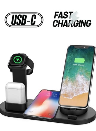 Wireless Charger,6 in 1 Wireless Fast Charging, Stand for Apple Watch Series 6/SE/5/4/3/2/1, Qi Wireless Charging Dock for iPhone 12/11/Pro/Max/XS/Max/XR/XS/X, For Air-pods Pro/3/2/1 Black - pzsku/ZC4875B692DEFC758A34EZ/45/_/1738233124/30c62982-a77c-42ef-beb2-b145eaa3694d