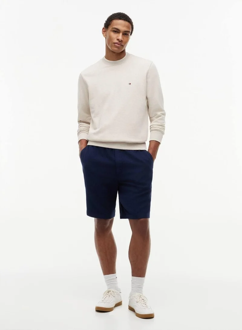 Tommy Hilfiger Heathered Oatmilk Terry Crew Neck Sweatshirt for Men | Best Price UAE