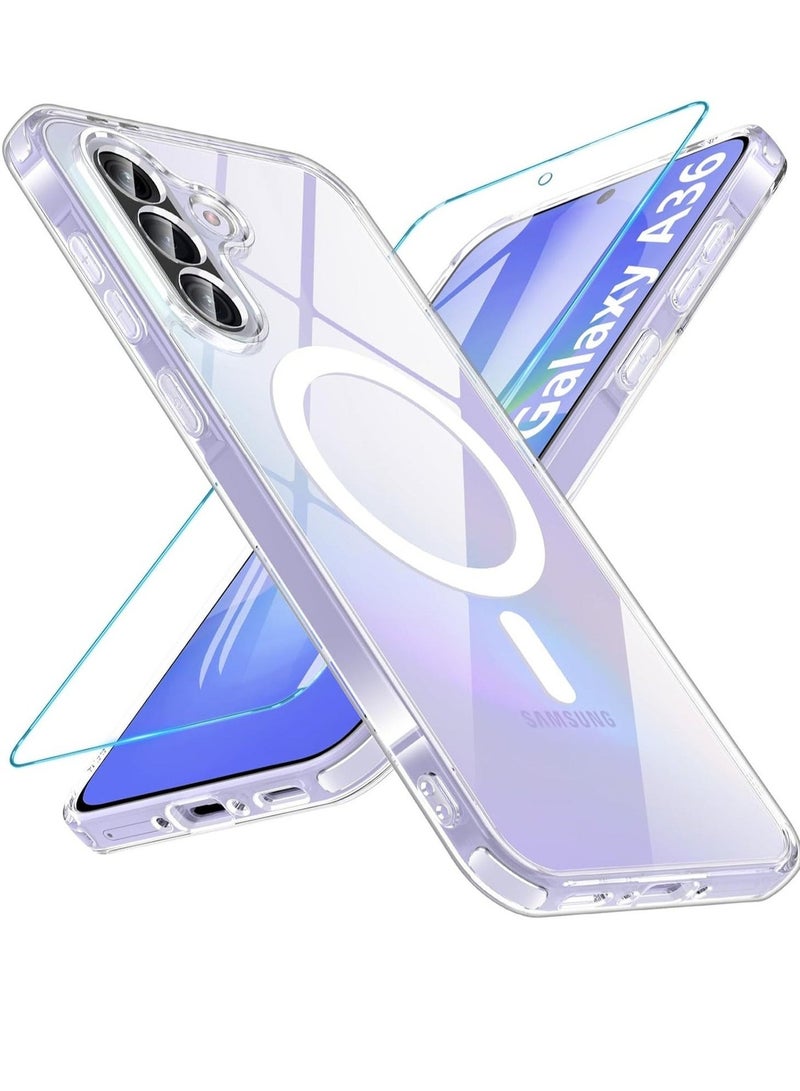 Raxoom 2 in 1 Samsung A36 5G Case Compatible with MagSafe â€“ Anti-Yellow Shockproof Cover with Screen Protector â€“ Premium Protection for Samsung Galaxy A36 5G (2025) â€“ Durable, Stylish & Impact-Resistant CLEAR - Image 1