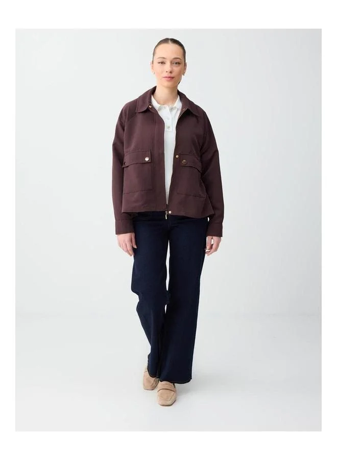 Jimmy Key Bitter Coffee Loose Collar Knit Jacket.