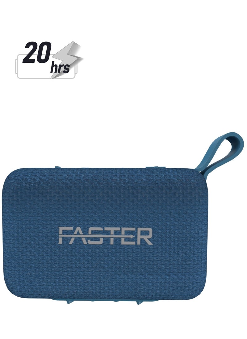 Faster BoomX Portable Bluetooth Speaker - Mini Party Speaker with Stereo Sound, 5W HD Sound, 20 Hours Playtime, Bluetooth 5.4, USB/AUX Support, IPX4 Water Resistant Pocket Speaker - for Home, Outdoor, Travel & Kids (Blue)  - Image 1