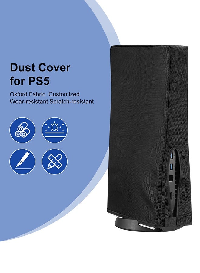 بشكل مختصر غطاء واقٍ من الغبار لجهاز PS5، غطاء أوكسفورد مضاد للخدوش ومقاوم للماء، غلاف واقي فائق النعومة مع فتحات منافذ الكابلات، متوافق مع إصدارات سوني بلايستيشن 5 الرقمي والعادي - Image 3
